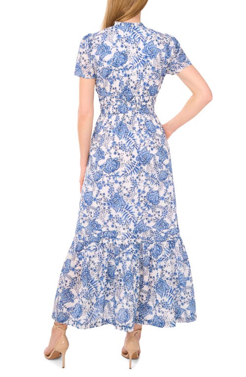 Cece Floral Cotton Maxi Dress In Blue