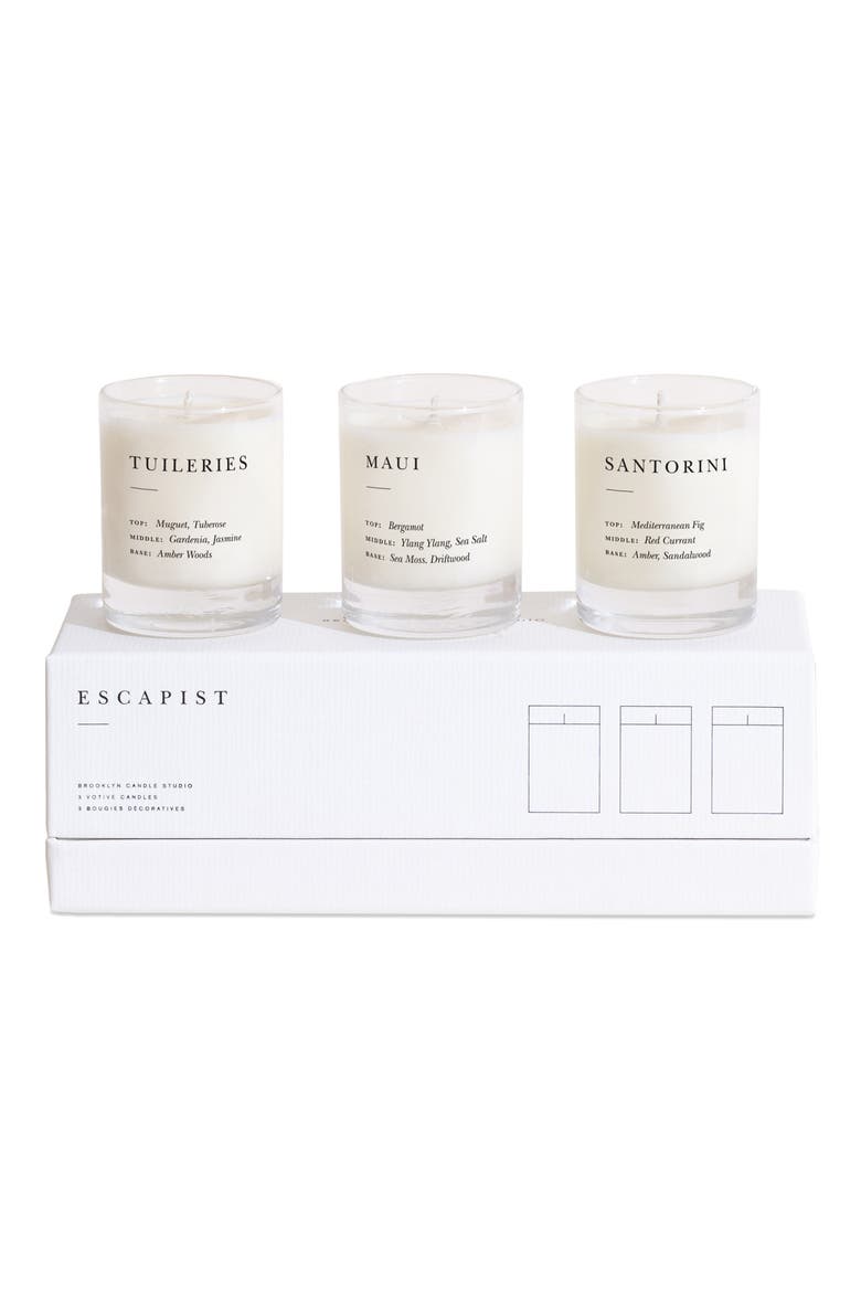 Fresh + Floral Escapist Mini Candle Set, Main, color, WHITE