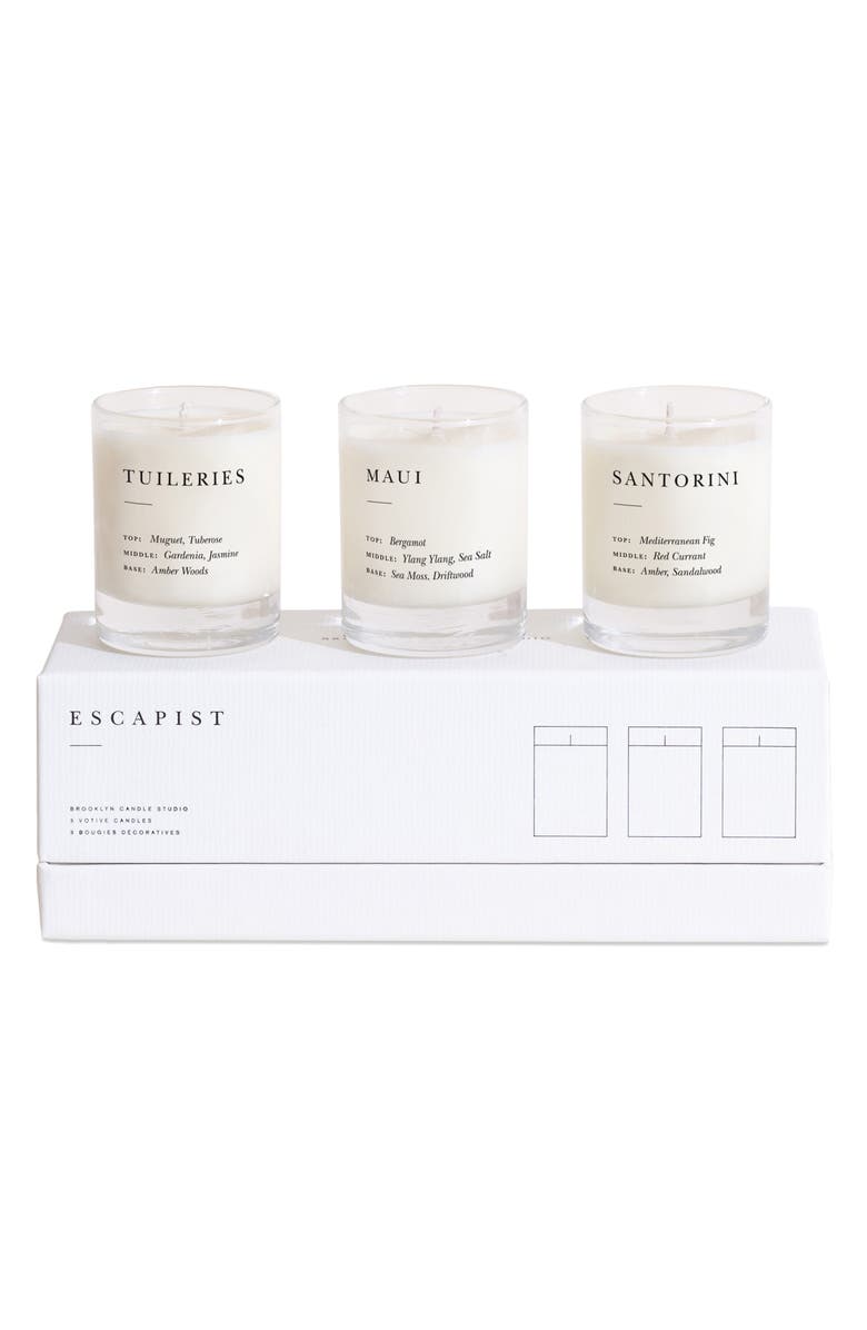 BROOKLYN CANDLE STUDIO Fresh + Floral Escapist Mini Candle Set, Main, color, 