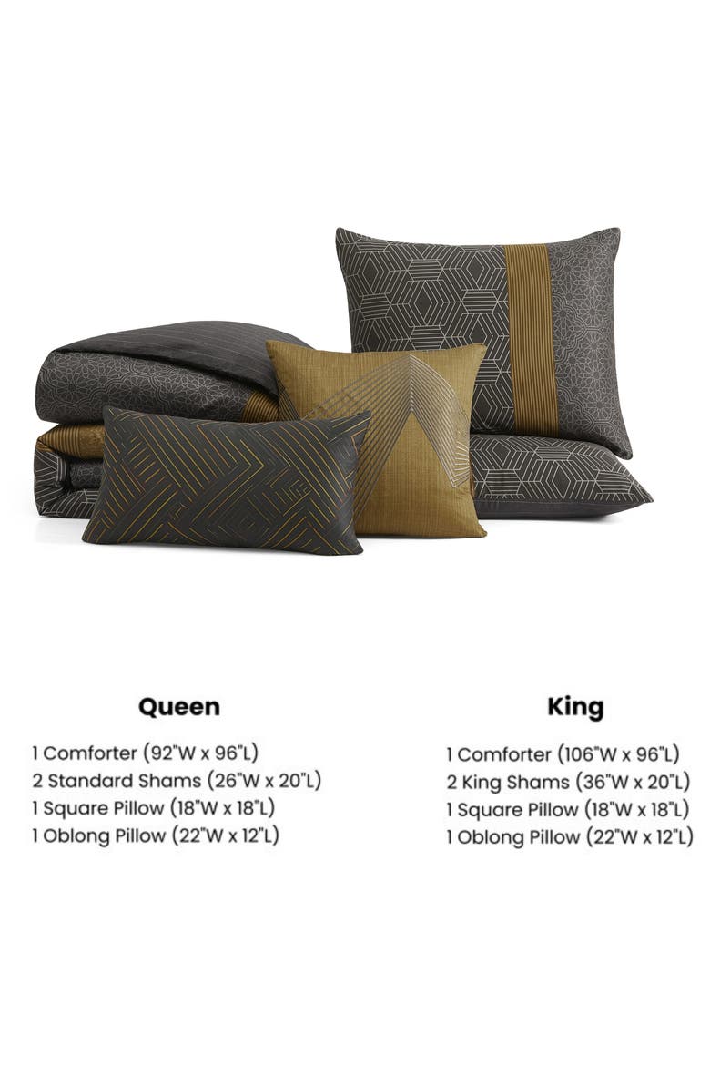 Golden Hex Reversible 5-Piece Comforter Set, Alternate, color, GREY