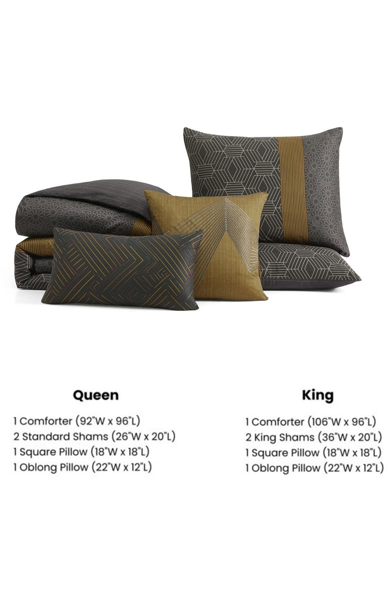 Bebejan Golden Hex Reversible 5-Piece Comforter Set, Alternate, color, Grey
