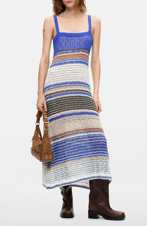 Striped Pointelle Knit Dress