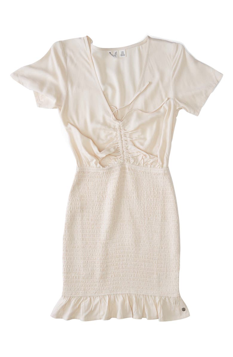 Roxy Island View Smocked Ruched Dress, Alternate, color, Tapioca