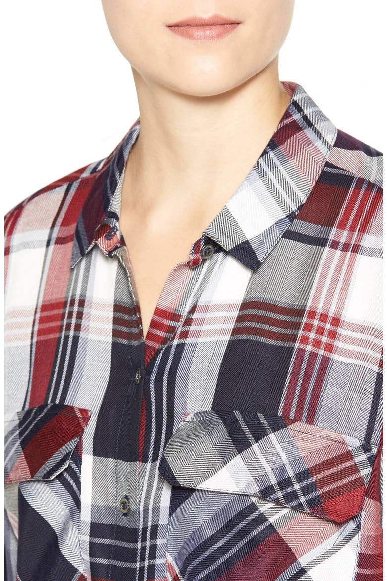 'Nora' Plaid Cotton Shirt, Alternate, color, MARSALA