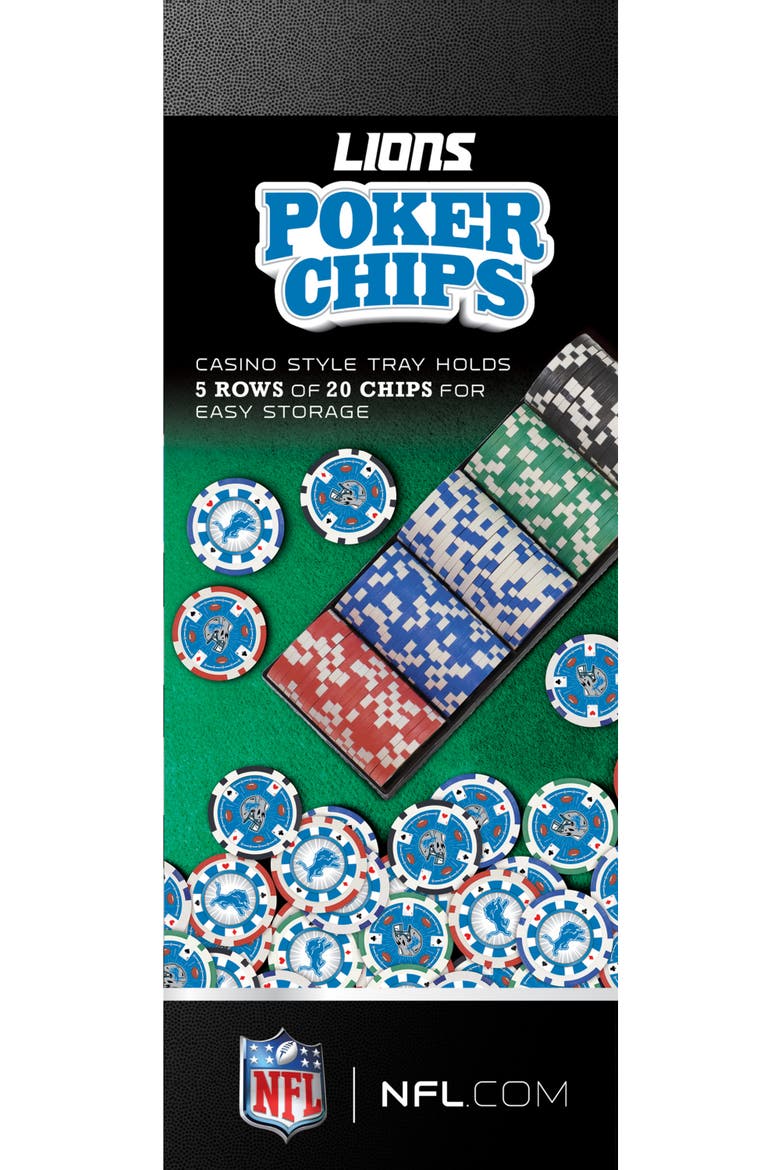 Detroit Lions 100 Piece Poker Chips, Alternate, color, Multicolor