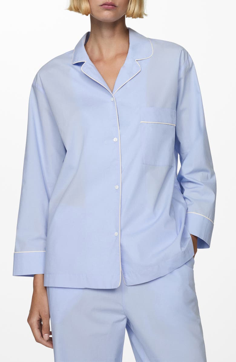 MANGO Contrast Trim Pajama Shirt, Main, color, 