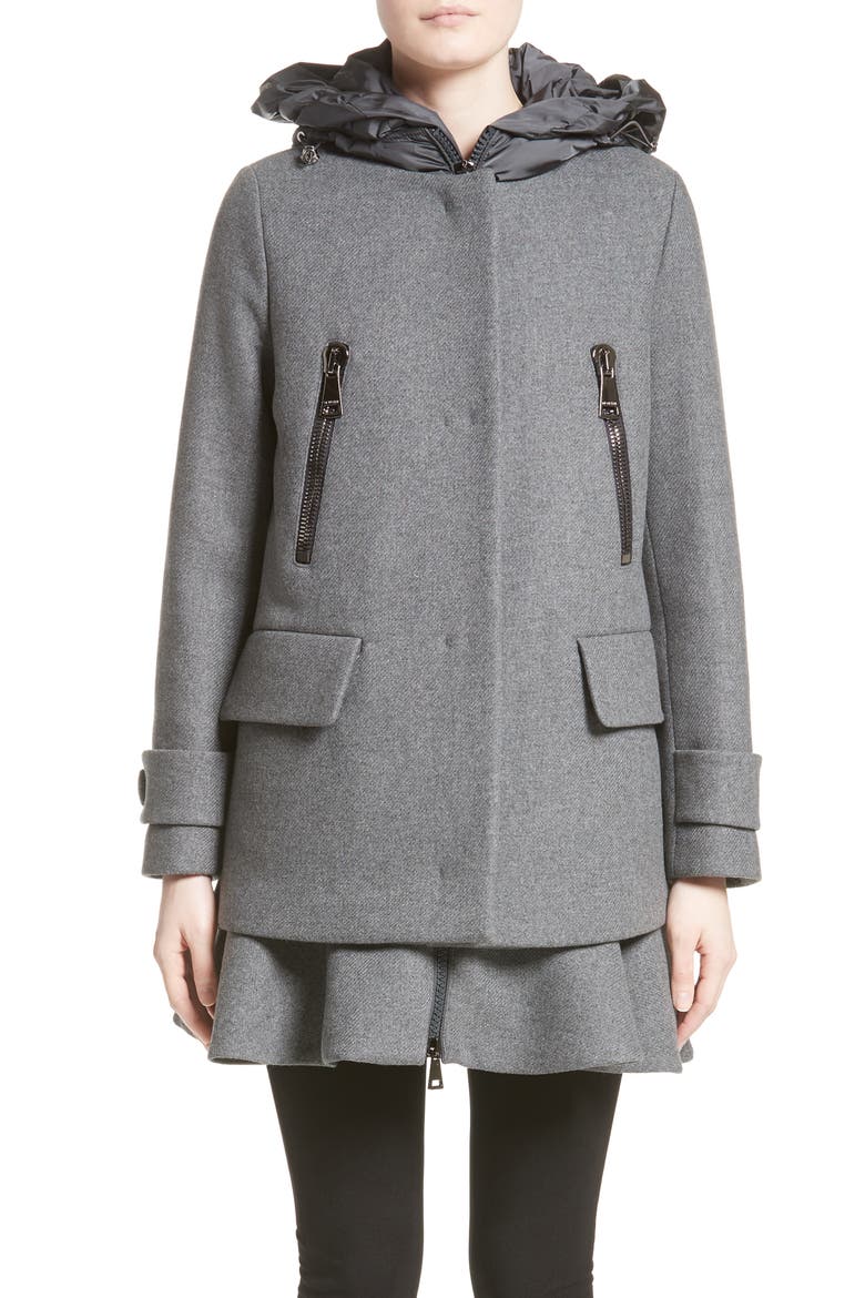 Phemia Wool Blend Jacket with Removable Hooded Puffer Vest, Main, color, GREY