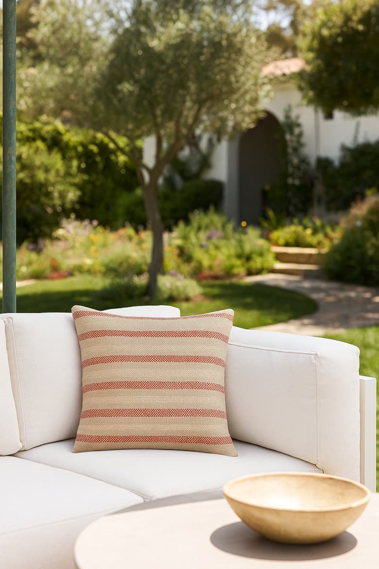 Marina Stripe Pillow, Alternate, color, Red