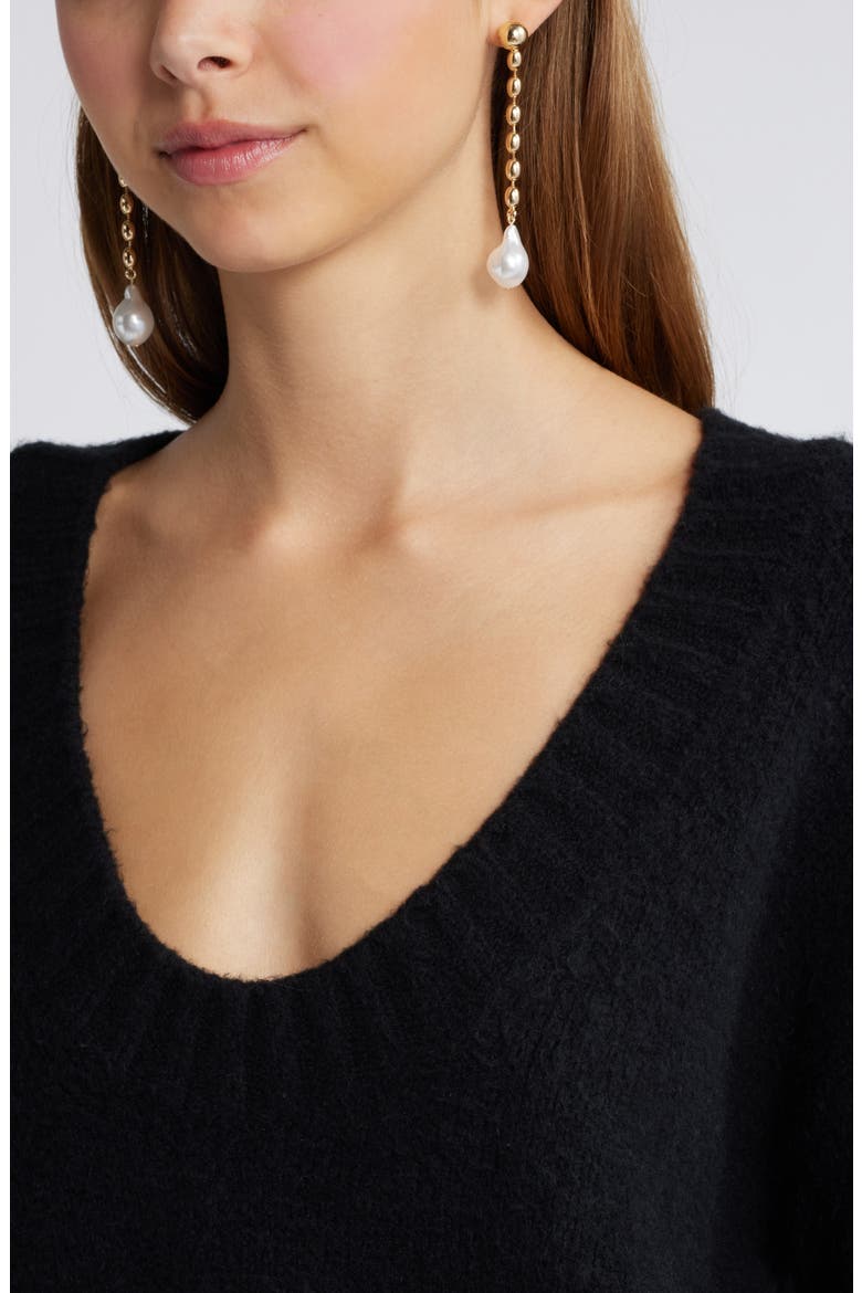 Oversize V-Neck Sweater, Alternate, color, BLACK