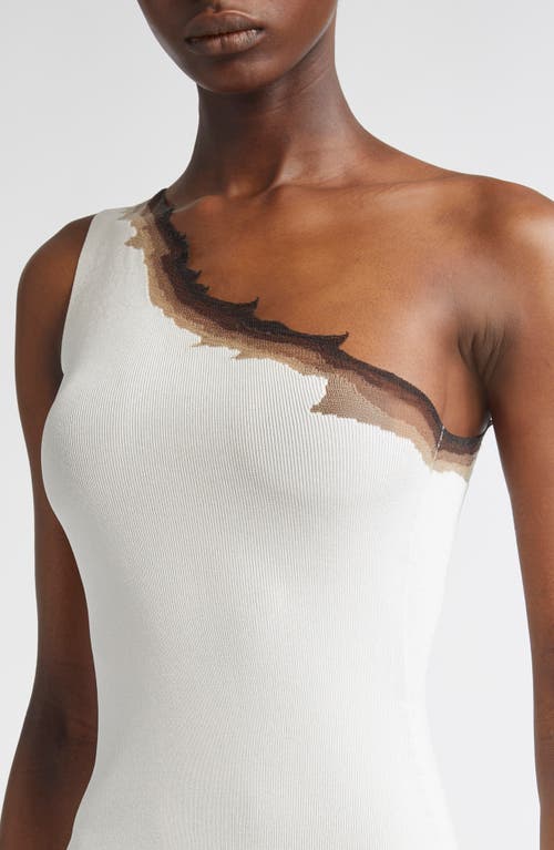 Grace Ling Flame One-shoulder Maxi Dress In White Marshmallow