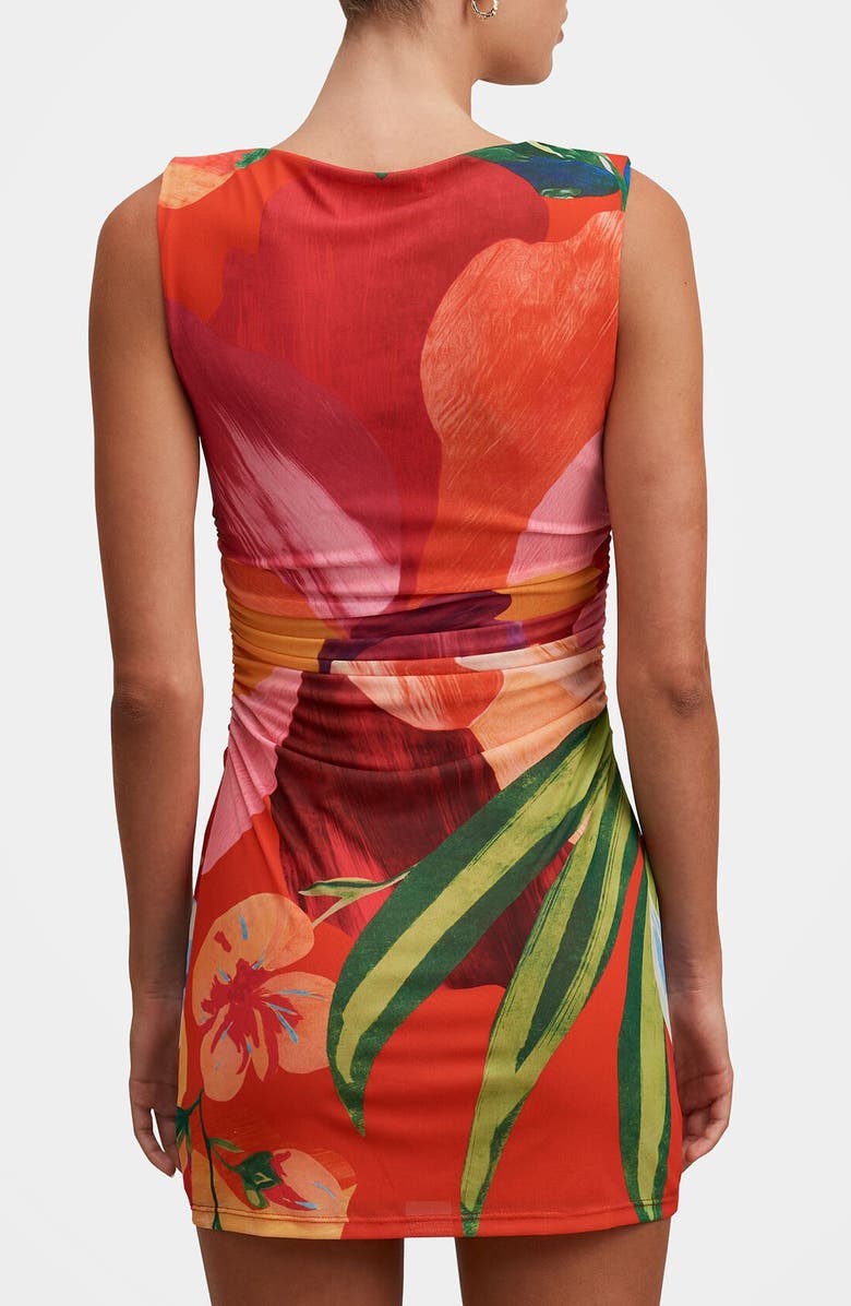 Ever New Lucille Ruched Mesh Minidress, Alternate, color, Sola Tropical