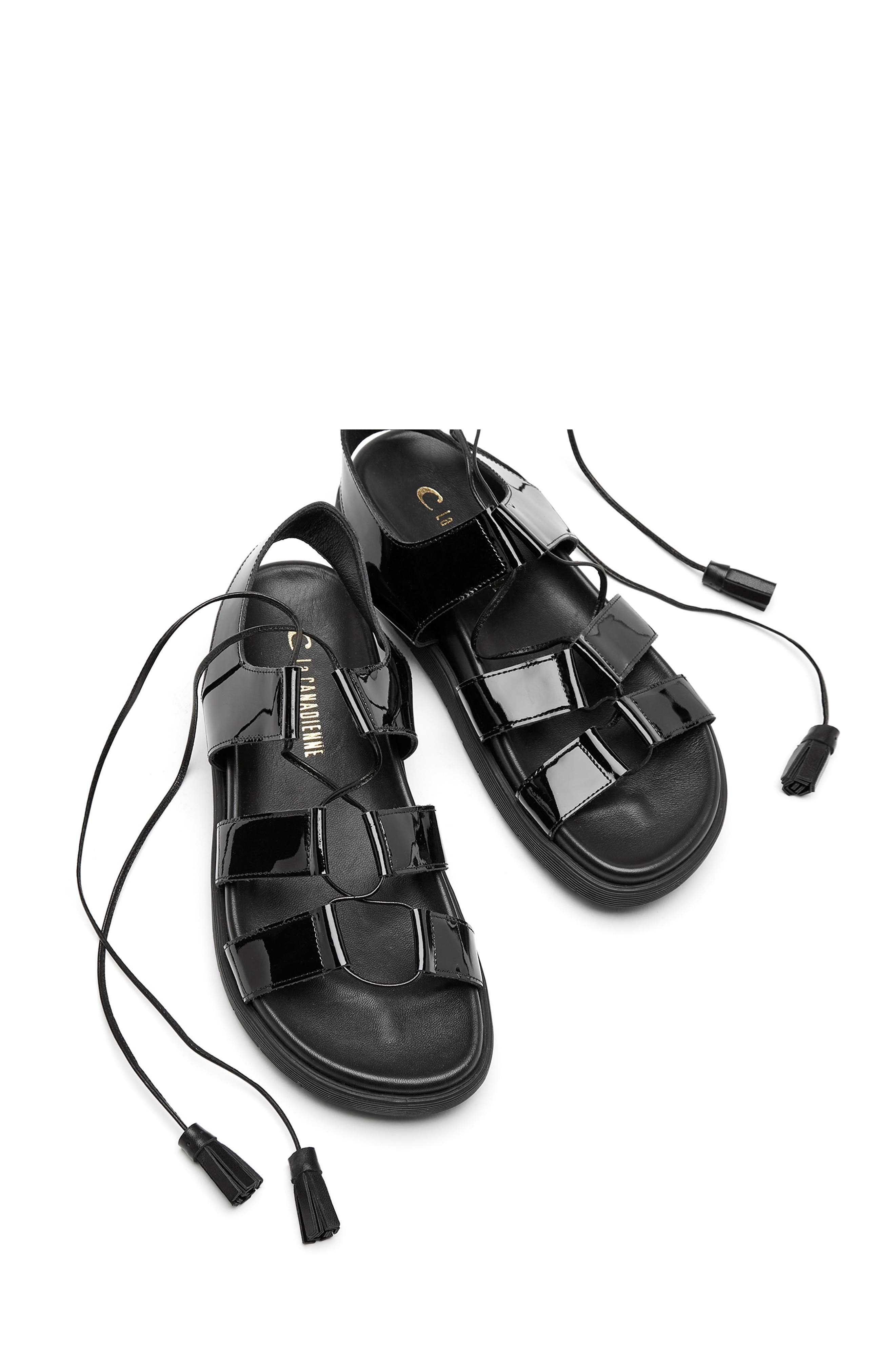 La Canadienne Rambler Ankle Wrap Platform Sandal, Alternate, color, 