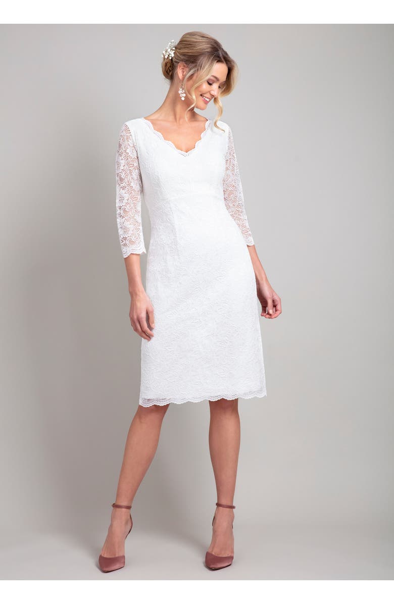 Alie Street London Anya V-Neck Lace Wedding Dress, Alternate, color, Ivory