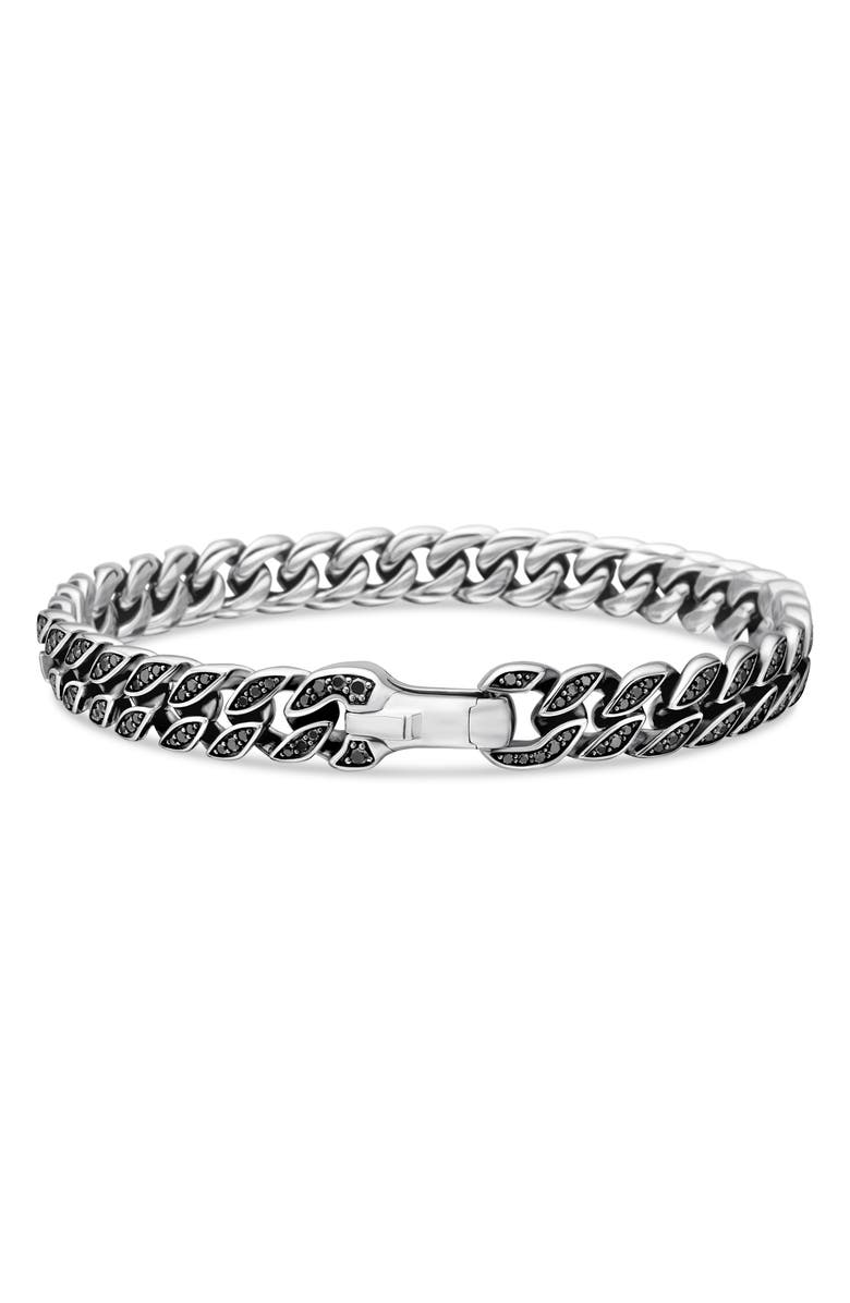 David Yurman Curb Chain Bracelet in Sterling Silver with Diamonds, 8mm, Alternate, color, Black Diamond