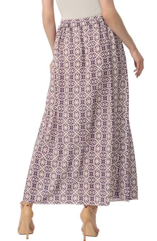 Kimi & Kai Women's Print Box Pleat Maxi Skirt In Plum
