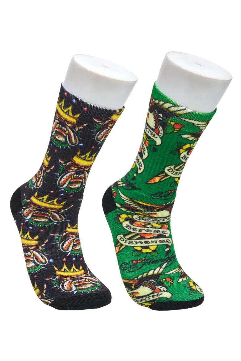 Bulldog 360 Print Full Cushion Crew Sock 2-Pack, Main, color, Green