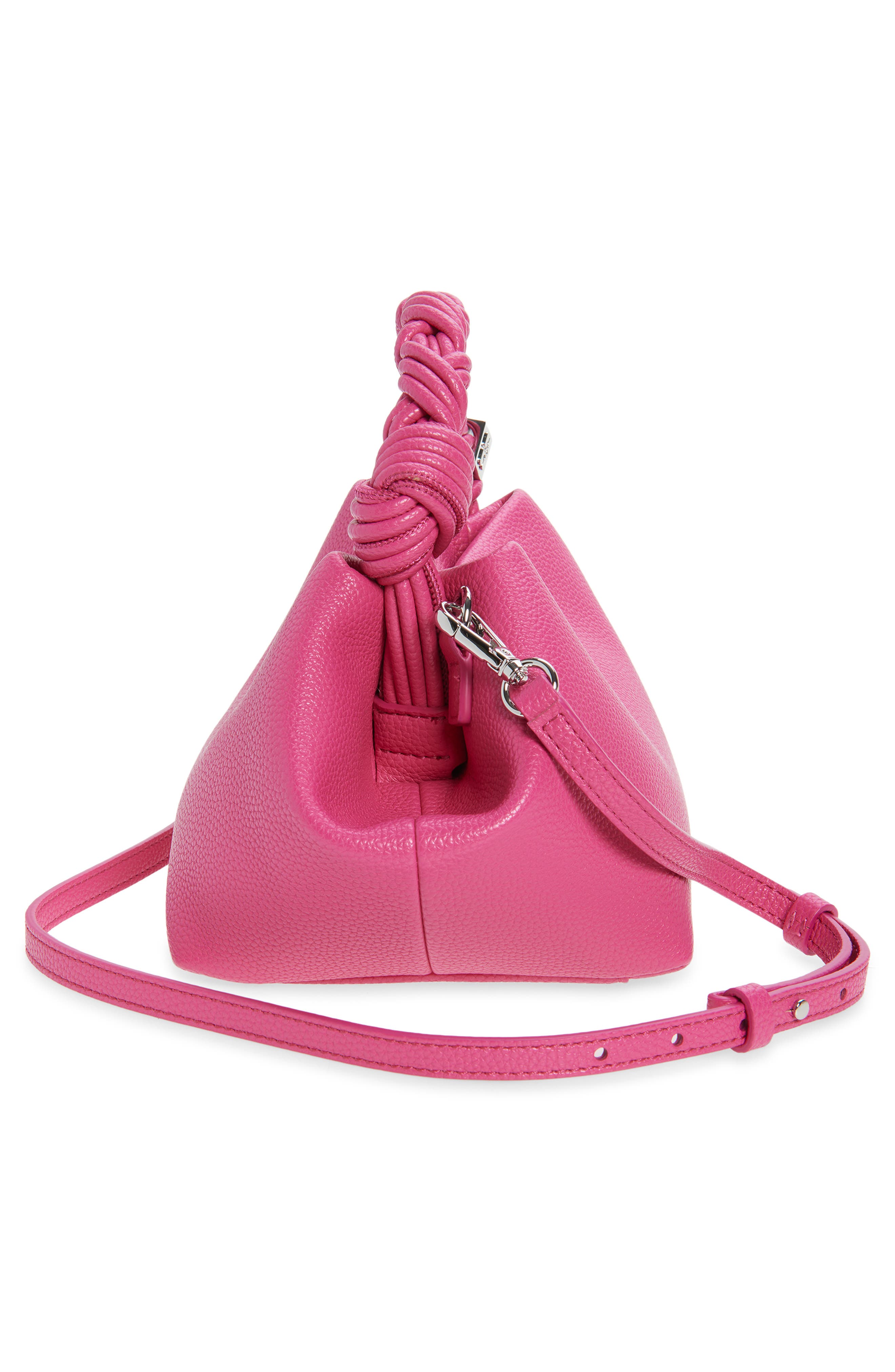 Ganni Small Bou Grained Faux Leather Top Handle Bag, Alternate, color, Cabaret