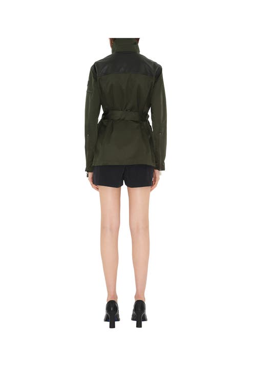 Burberry Leather Trim Nylon Blend Field Jacket In Gray