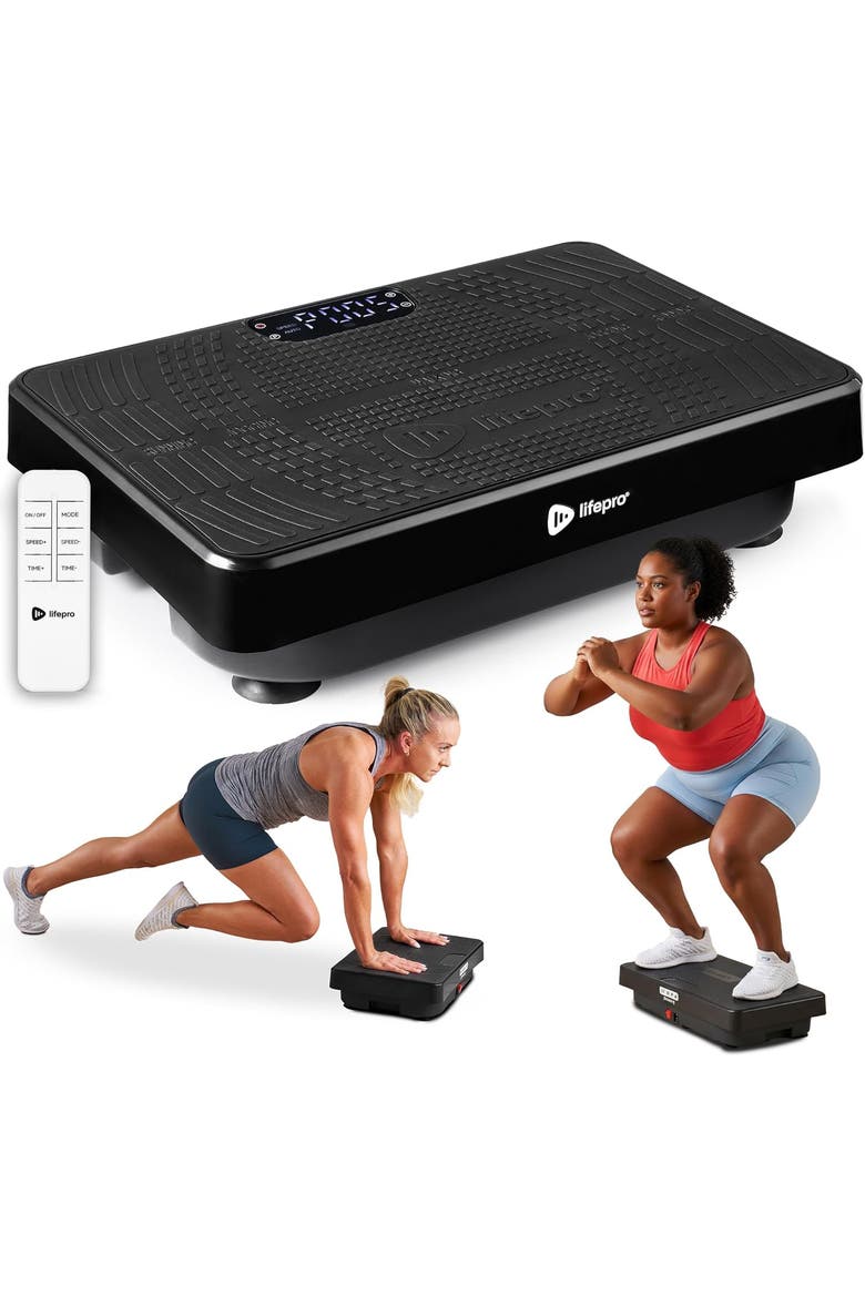 VibraPulse Slim Vibrating Plate Exercise Machine for Balance Muscle Toning and Recovery, Main, color, Black