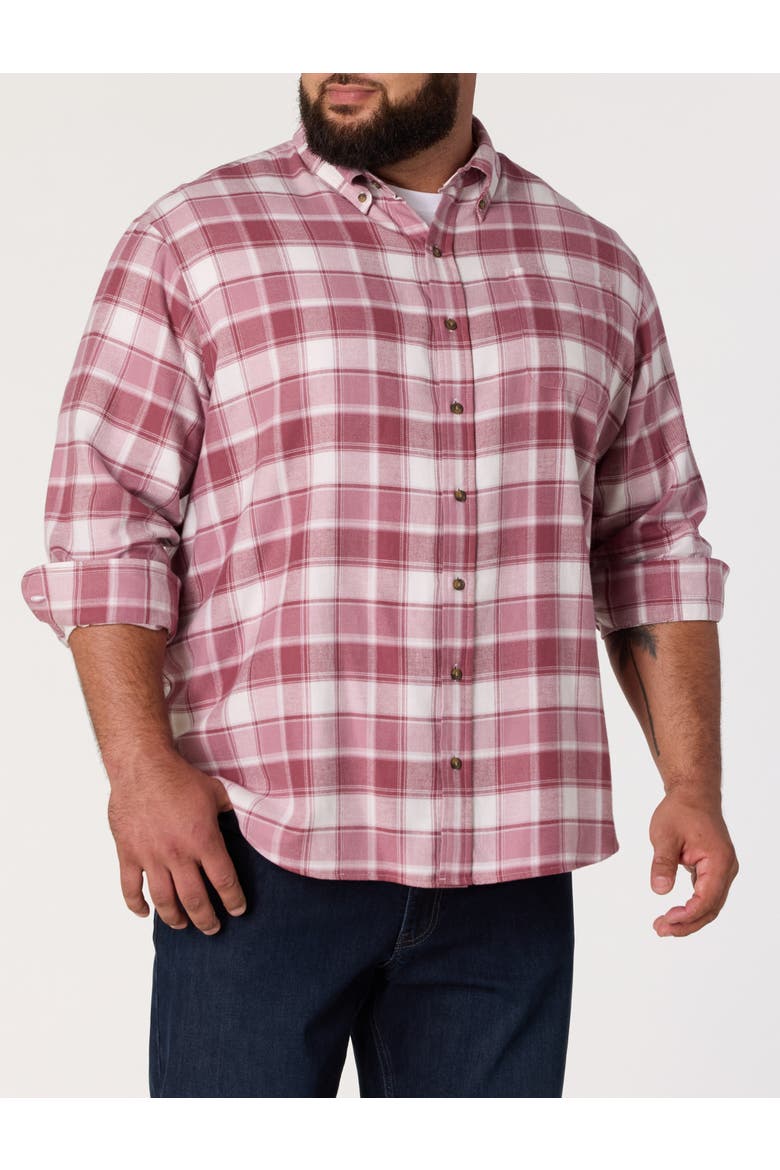 Big & Tall Medium Plaid Flannel Sport Shirt V3, Alternate, color, PINK