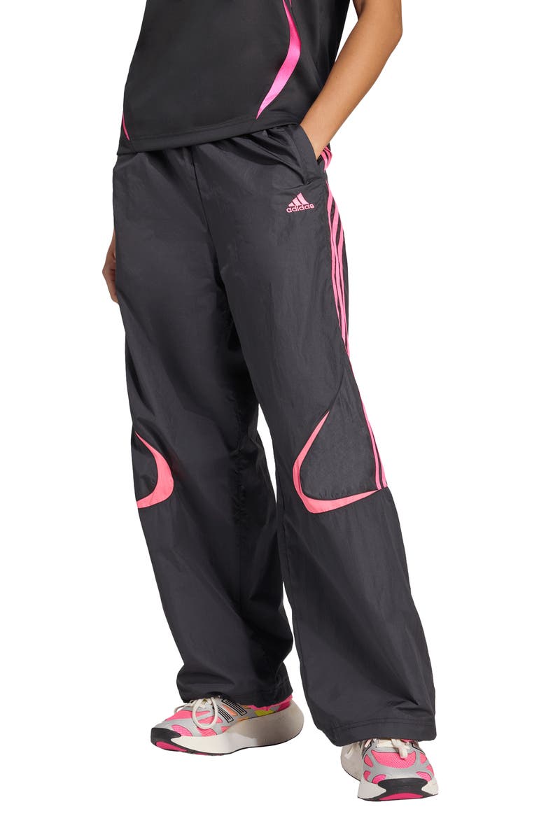 adidas Originals Teamgeist Oversize Recycled Nylon Track Pants, Main, color, Black/Selu