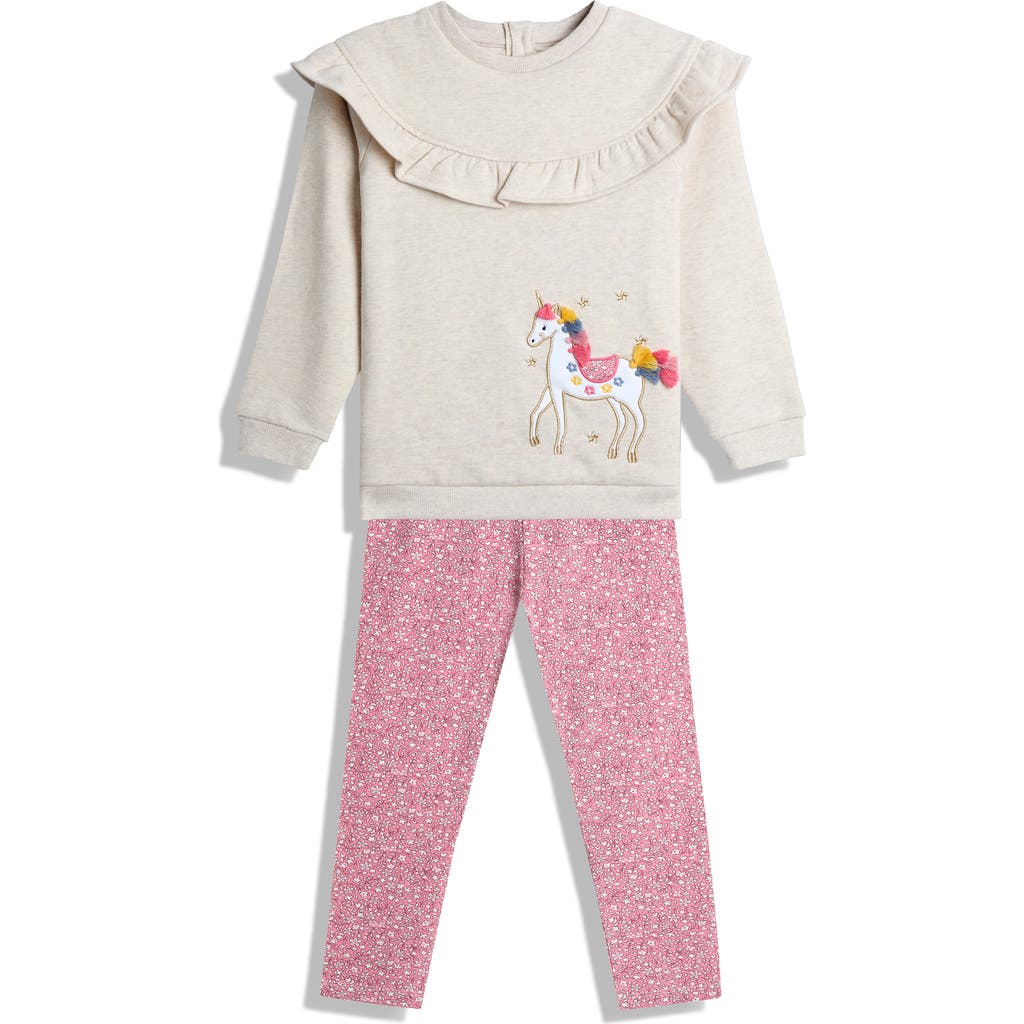 Jojo Maman Bébé Jojo Maman Bebe Kids' Unicorn Appliqué Sweatshirt & Leggings Set In Gray