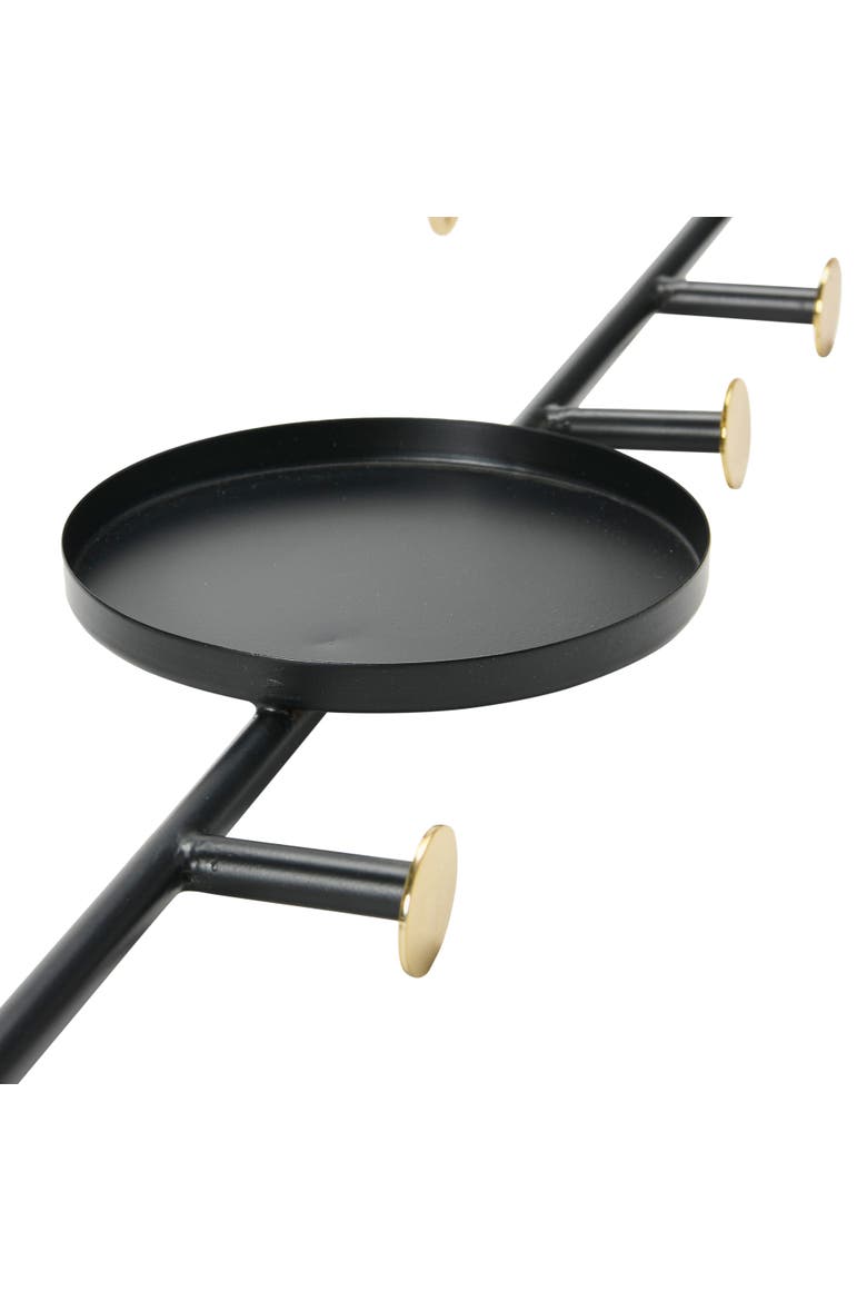 Metal Wall Hook with 1 Shelf & 5 Hooks, Black & Brass Finish, Alternate, color, Black