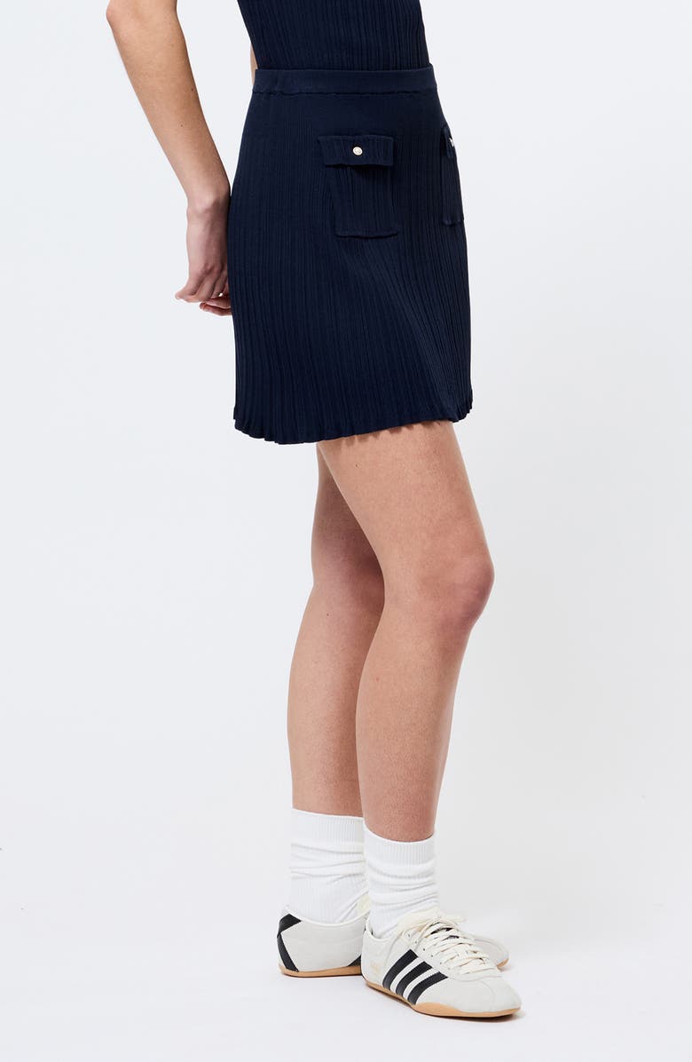 French Connection Flap Pocket Ribbed Sweater Miniskirt, Alternate, color, Marine