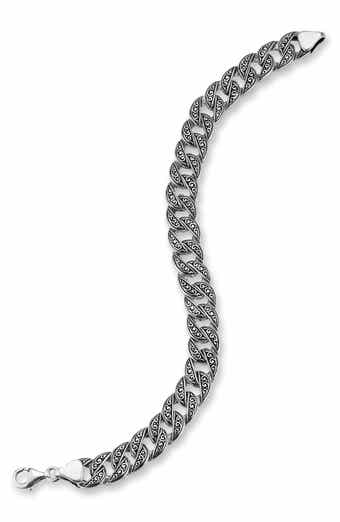 Yield of Men Men's Etched Oxidized Sterling Silver Curb Chain Bracelet