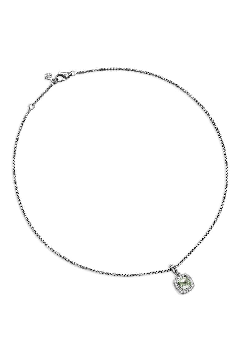 Petite Albion® Halo Cushion Pendant Necklace, Alternate, color, PRASIOLITE
