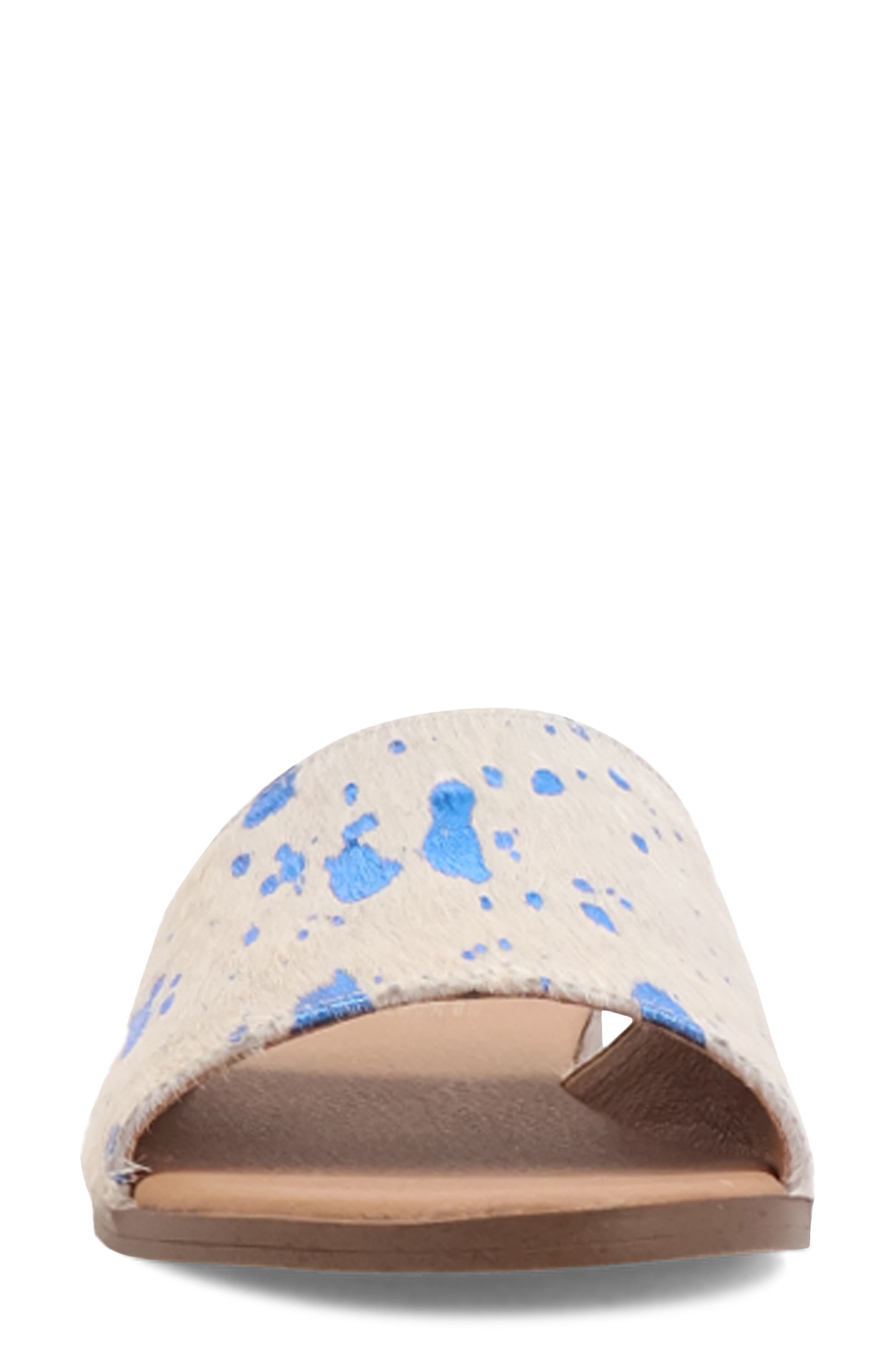 Moo Moo Genuine Calf Hair Slide Sandal, Alternate, color, BLUE