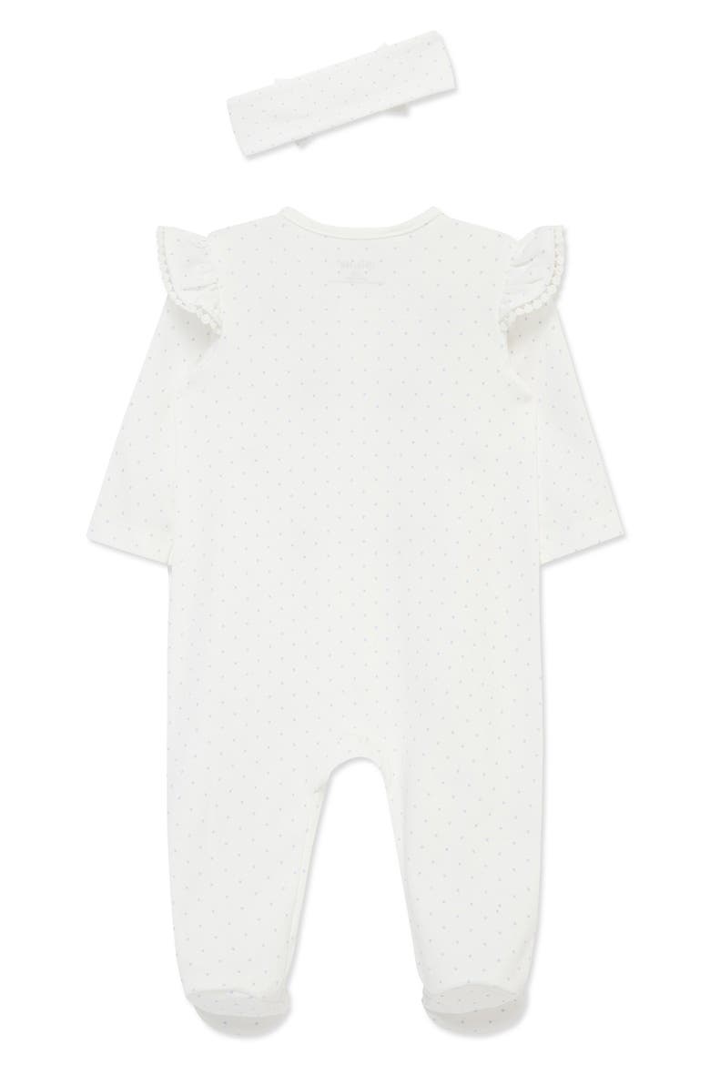 Blueberries Ruffle Cotton Footie & Headband Set (Nordstrom Exclusive), Alternate, color, WHITE