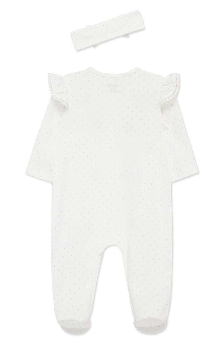 Little Me Blueberries Ruffle Cotton Footie & Headband Set, Alternate, color, White