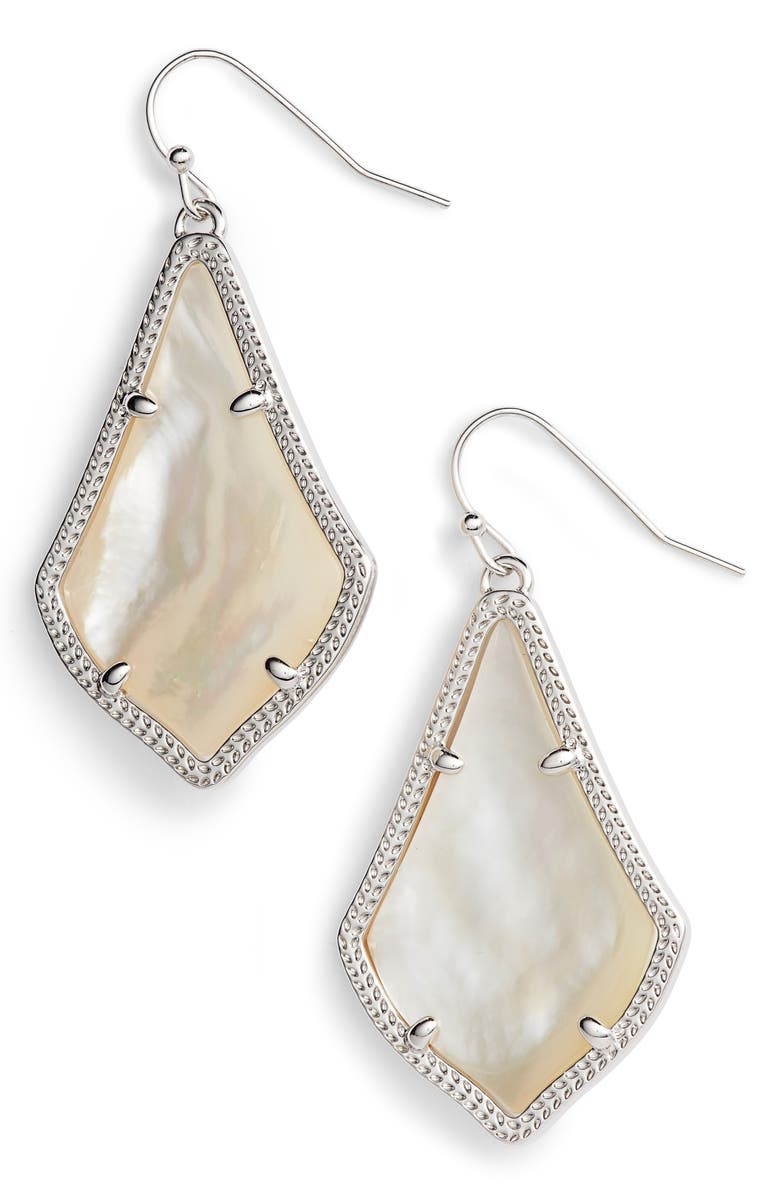 Kendra Scott Alex Drop Earrings, Main, color, Ivory Mop/ Silver