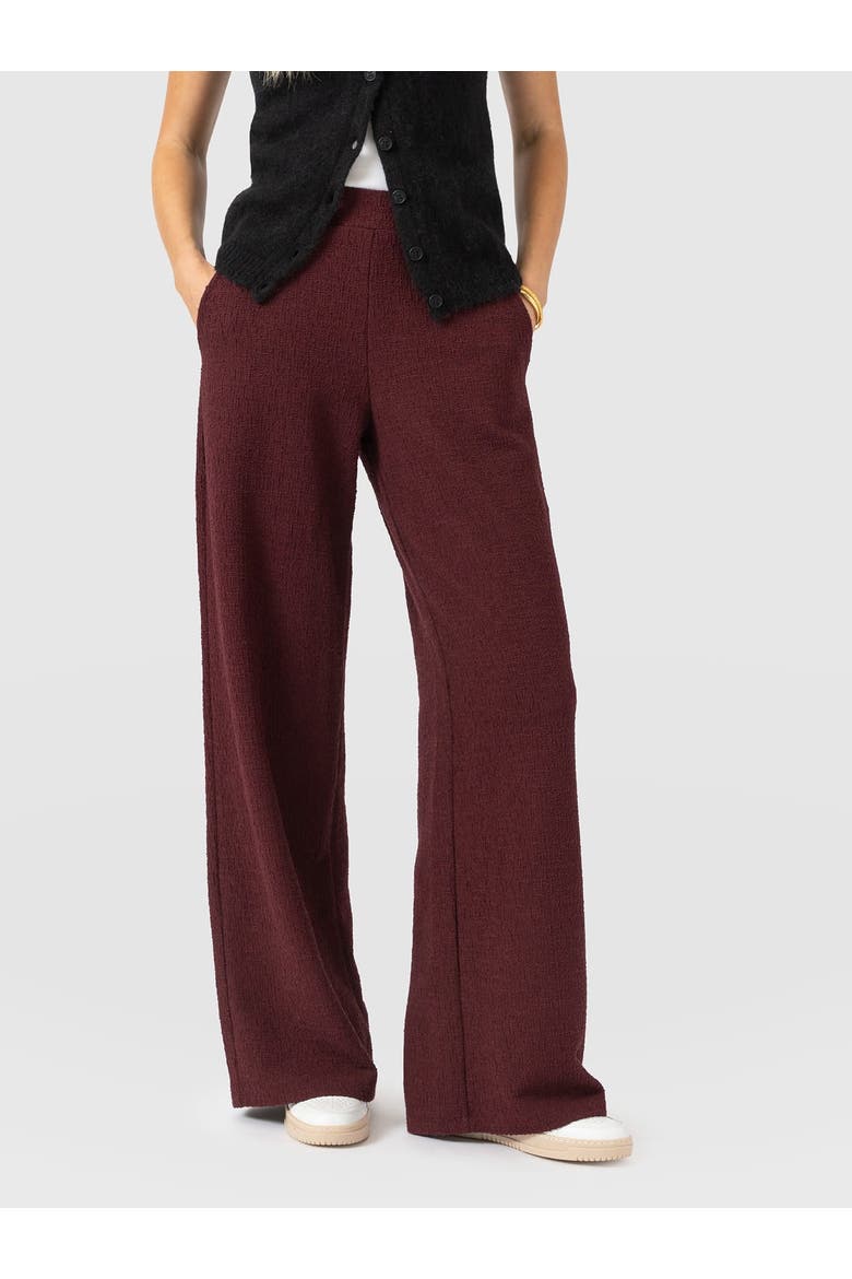 Keller Wide Leg Pant, Alternate, color, Burgundy Boucle