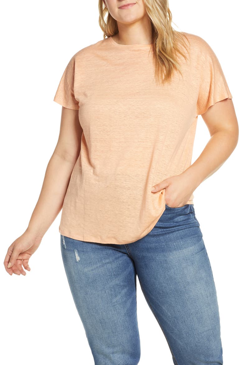 Linen Tee, Alternate, color, CORAL BISCUIT