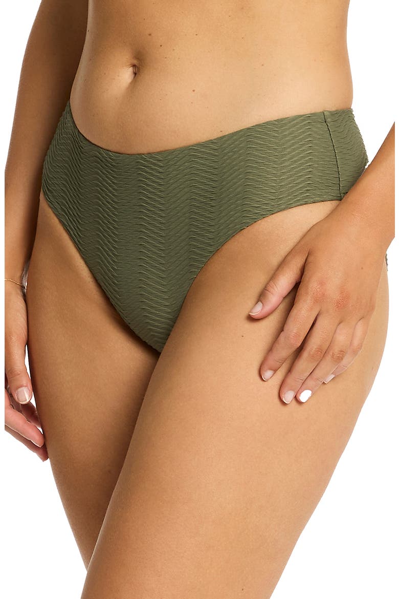 Caracus Mid Rise Bikini Bottoms, Alternate, color, KHAKI