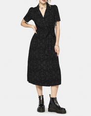 Disturbia Cameo Floral Tie Belt Midi Shirt Dress