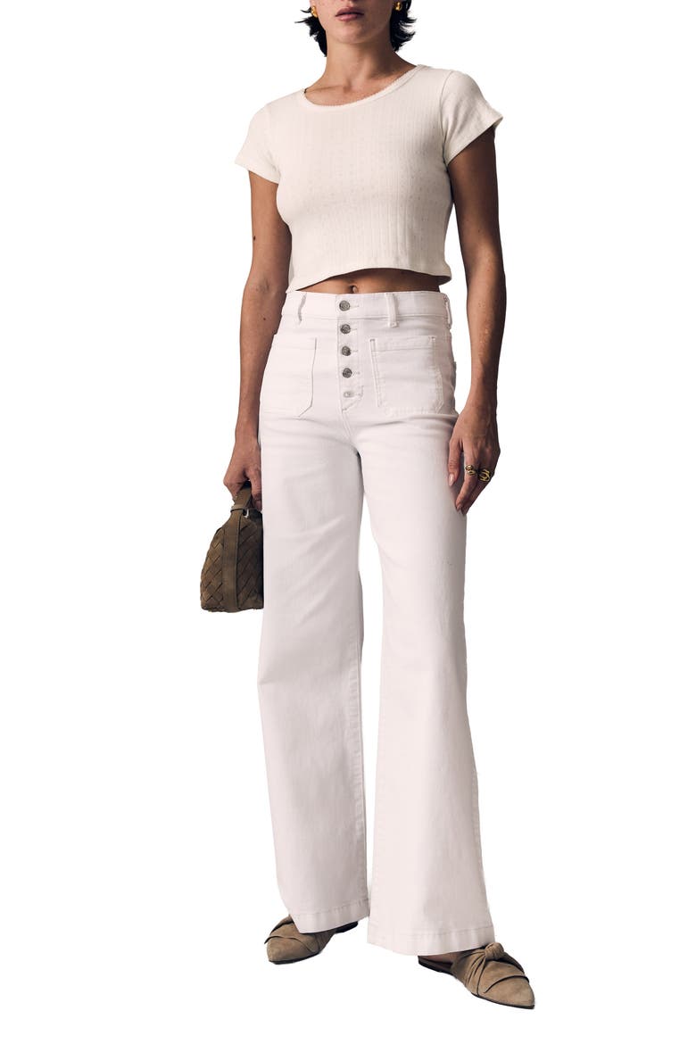 Georgia Patch Pocket Wide Leg Jeans, Alternate, color, WHITE
