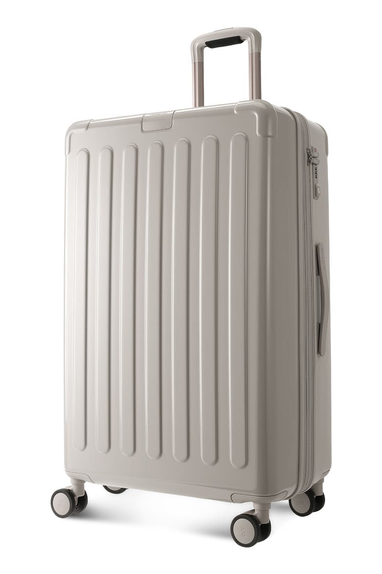 Nostos Glossy Large Spinner Suitcase, Alternate, color, PEBBLE