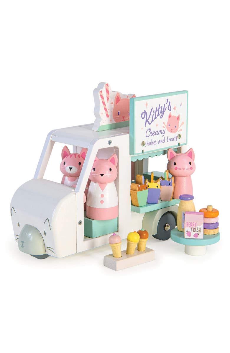 Tender Leaf Toys Kitty's Milkshake Van Play Set, Alternate, color, White Multi