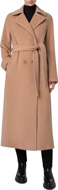 Akris punto Double Breasted Belted Wool Blend Coat