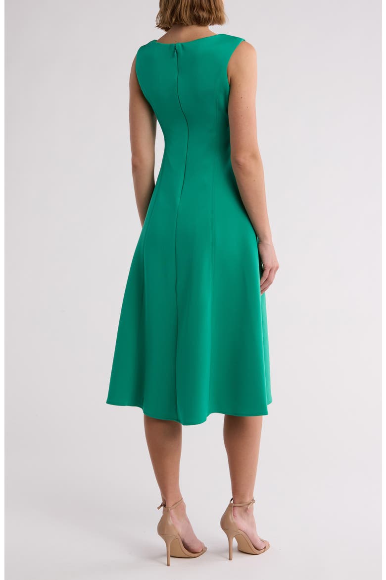 Boat Neck Flare Dress, Alternate, color, RICH GREEN
