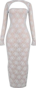 Mistress Rocks Cutout Open Back Long Sleeve Floral Lace Maxi Dress