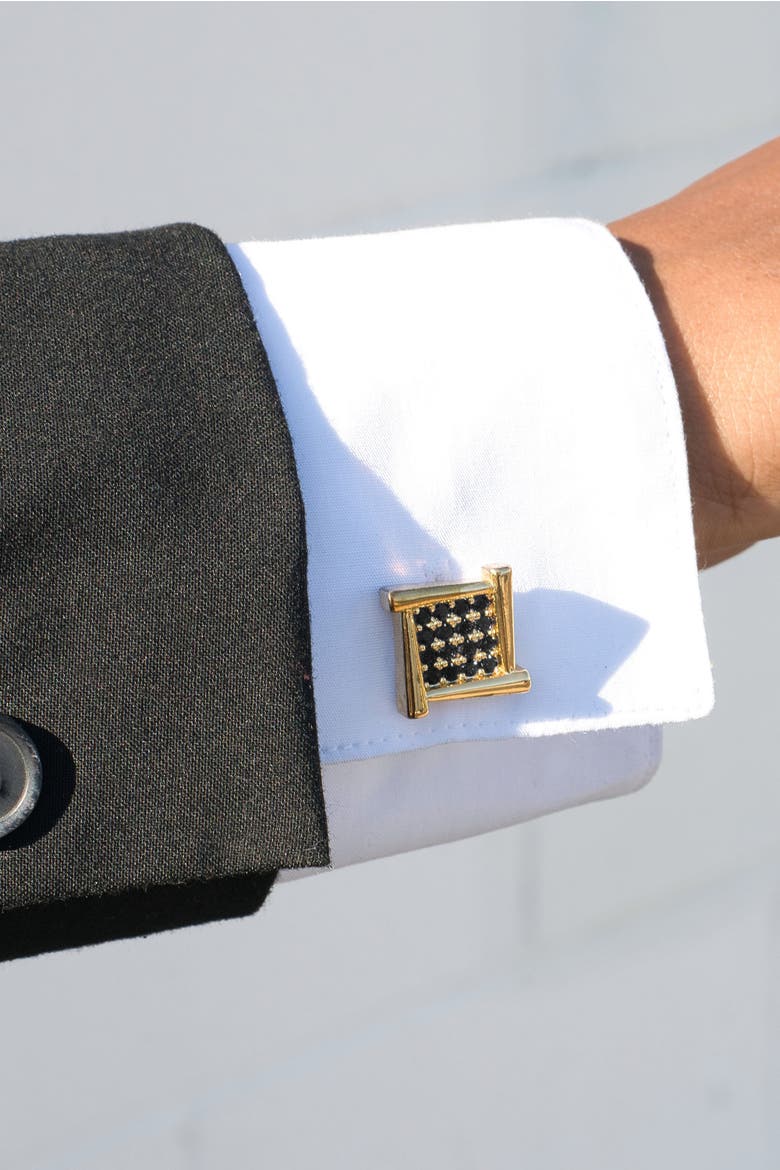 Atlas Square Grid Cufflinks, Alternate, color, Gold/Black