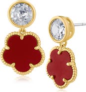 CZ by Kenneth Jay Lane Bezel Cubic Zirconia Clover Drop Earrings