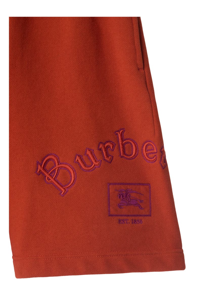 Burberry Gothic Logo Cotton Shorts, Alternate, color, Fire Orange