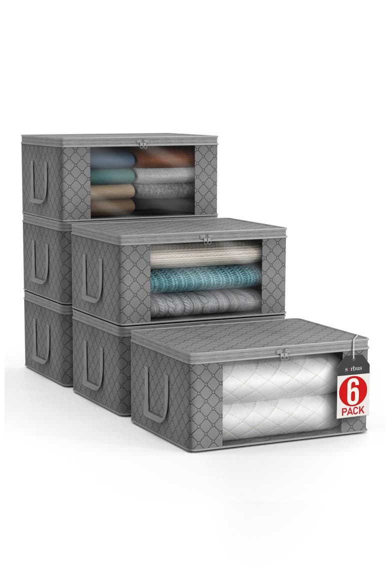 Set of 6 Foldable Storage Bins, Alternate, color, GRAY