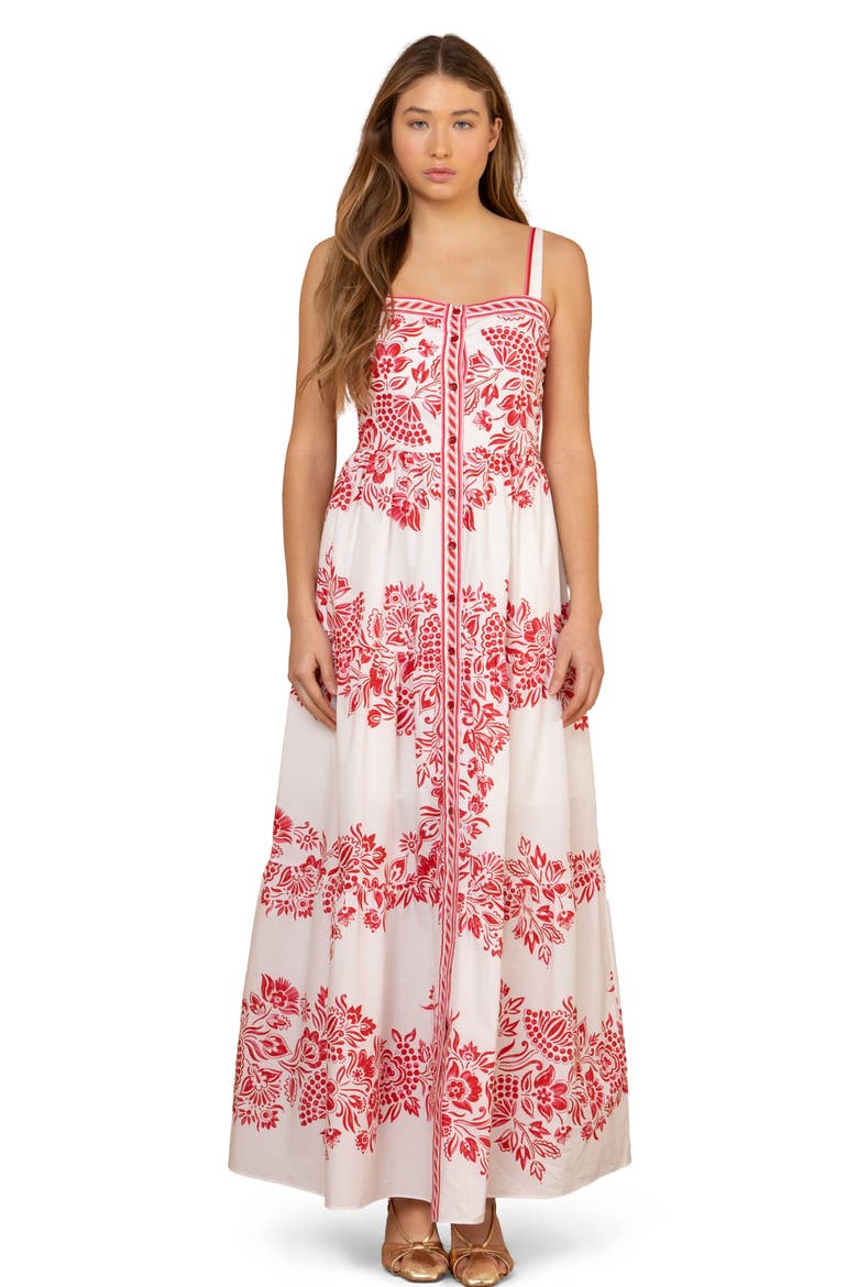 Jream Cotton Poplin Maxi Dress, Main, color, Red