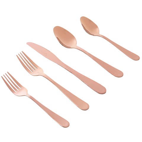 Stravidia 20 Piece Flatware Set  Gold Stainless Steel